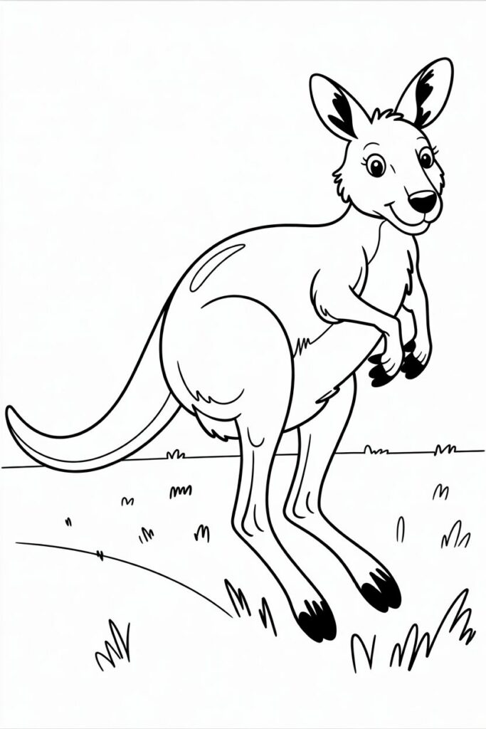 Happy Kangaroo Coloring Page