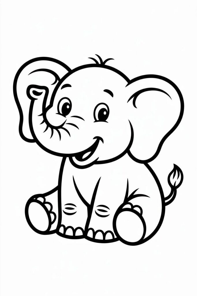 Smiling Elephant Coloring Page