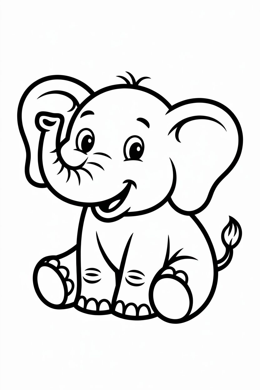 Smiling Elephant Coloring Page