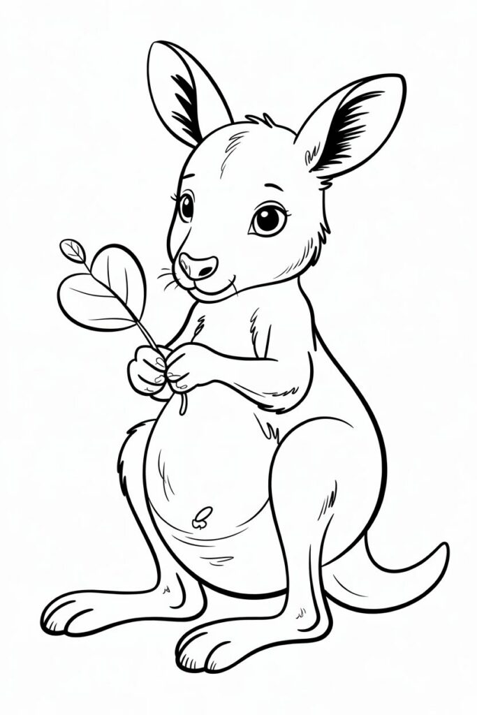 Cute Baby Kangaroo Coloring Page