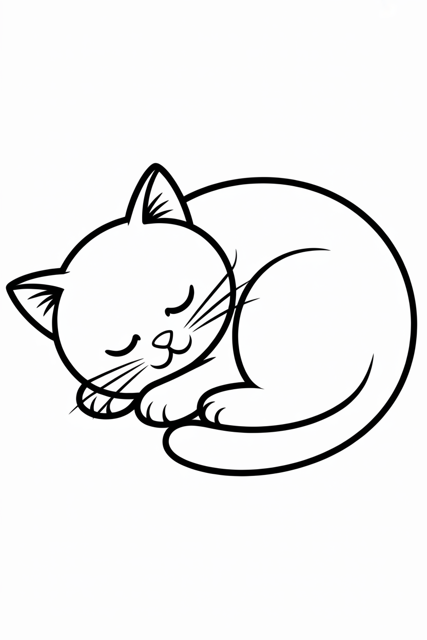 Peaceful sleeping cat curled up in a cozy ball.