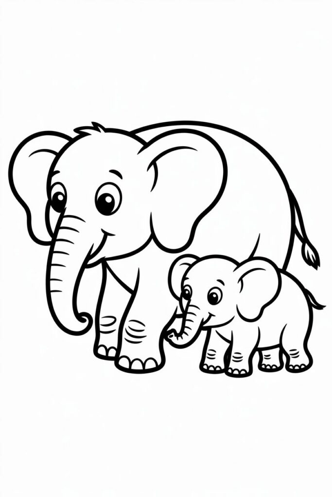 Elephant Family Coloring Page