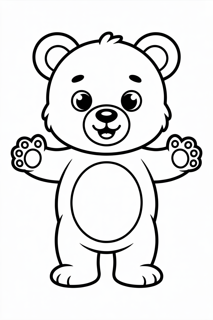 Friendly bear with open arms – cute coloring page for children