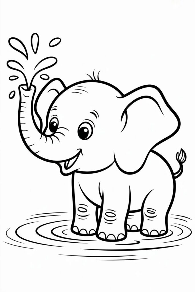 Playful Baby Elephant Coloring Page