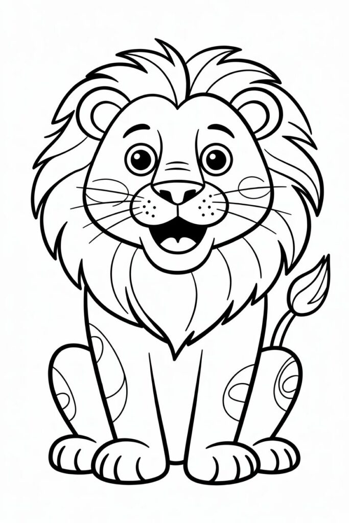 Happy Lion Coloring Page