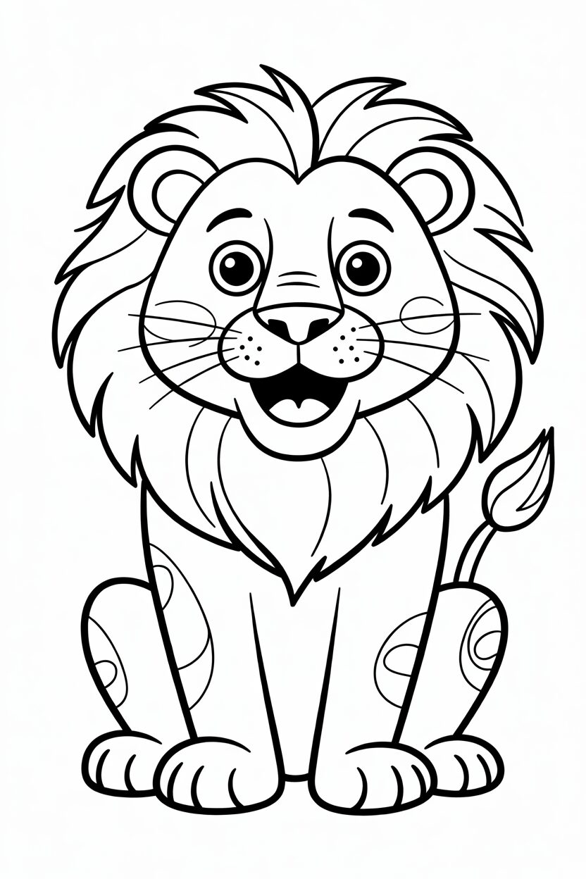 Happy Lion Coloring Page