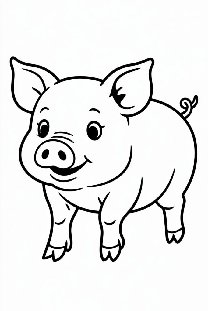 Cute Standing Pig Coloring Page