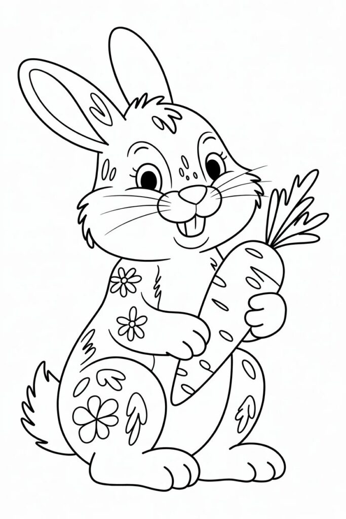 Cute Bunny Holding a Carrot